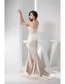 A-line Strapless Sweep Train Satin Mother of the Bride Dress