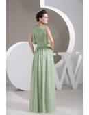 A-line High Neck Floor-length Chiffon Prom Dress With Beading