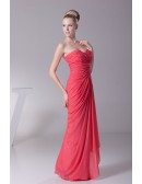 Strapless Sweetheart Tight Pleated Fuschia Bridesmaid Dress in Floor Length
