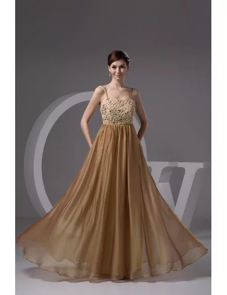 A-line Strapless Floor-length Chiffon Prom Dress With Lace