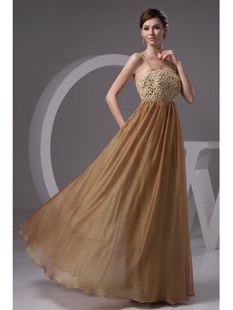 A-line Strapless Floor-length Chiffon Prom Dress With Lace