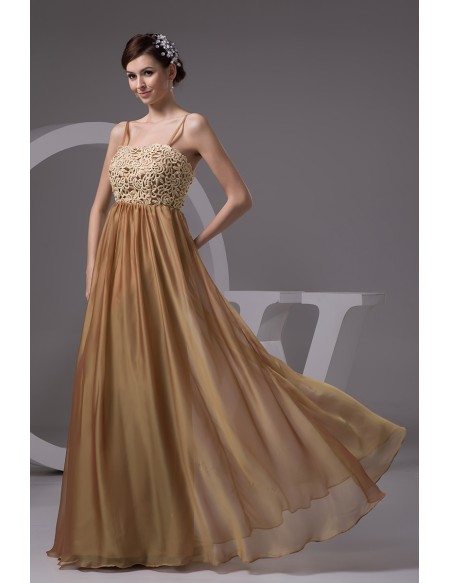 A-line Strapless Floor-length Chiffon Prom Dress With Lace