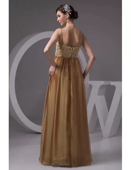 A-line Strapless Floor-length Chiffon Prom Dress With Lace