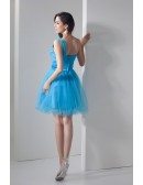A-line One-shoulder Short Tulle Prom Dress With Beading