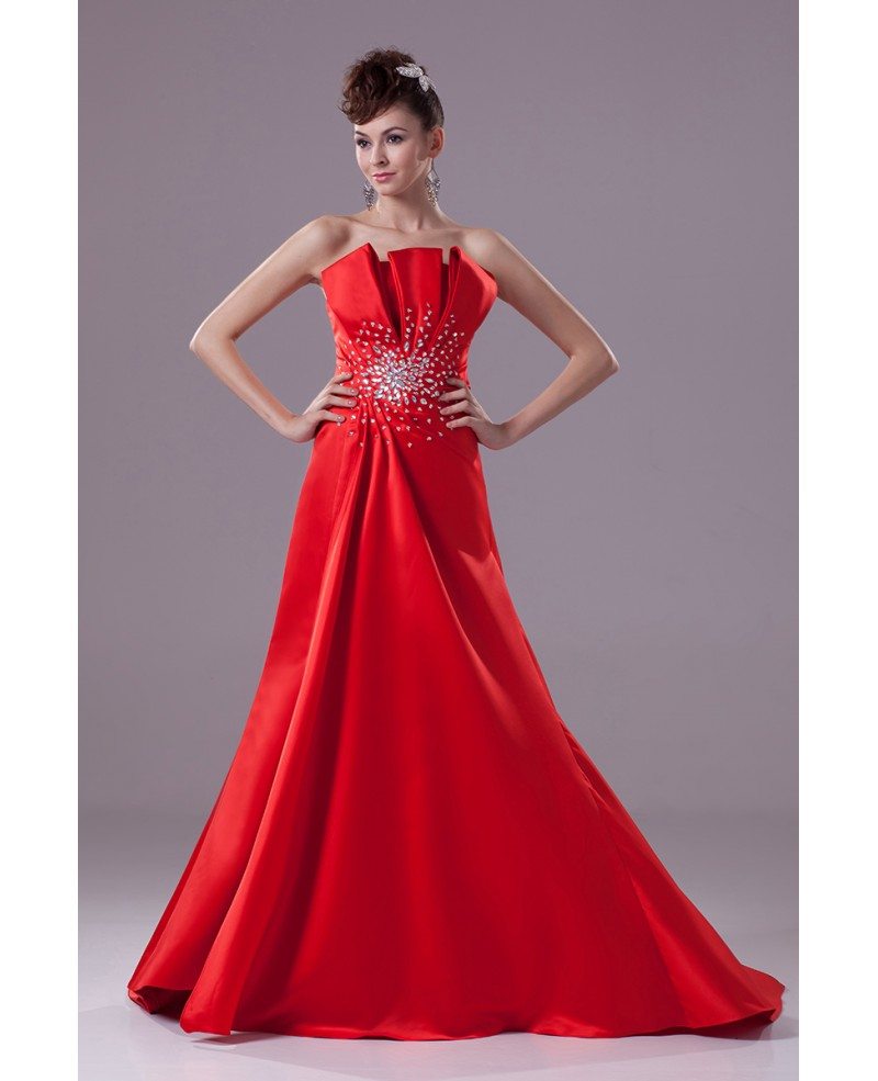 Hot Red Satin Scalloped Edges Neckline Bridal Gown for Spring Wedding # ...