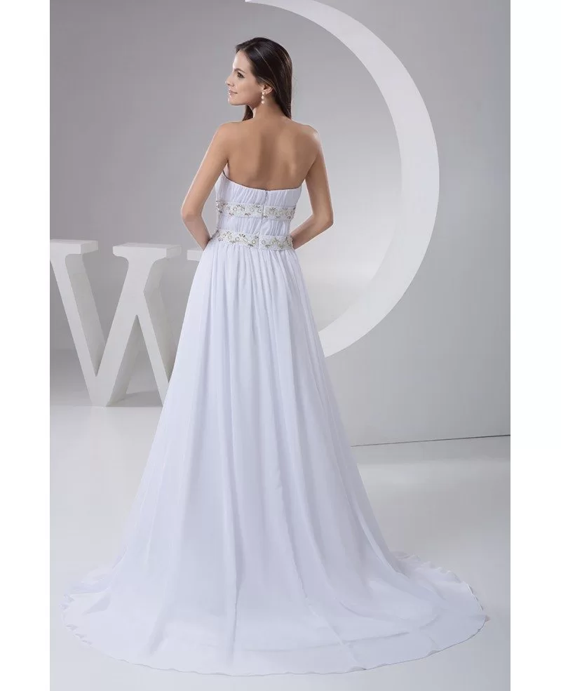 A Line Strapless Sweep Train Chiffon Wedding Dress With Beading Op4814 1469 