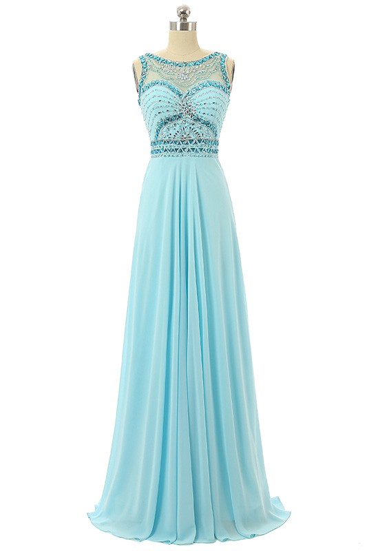 A-line Scoop Sweep-train Prom Dress With Beading #CY0278 $168 ...
