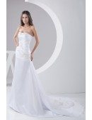 Mermaid Strapless Court Train Satin Wedding Dress With Beading