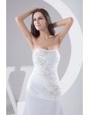Mermaid Strapless Court Train Satin Wedding Dress With Beading