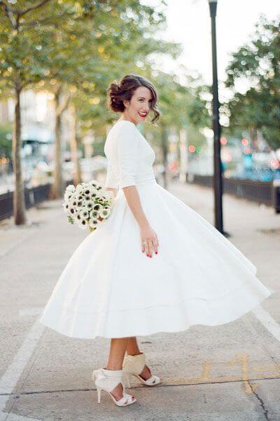 tea-length wedding dress for older bride