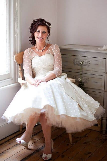 tea-length wedding dress for older bride