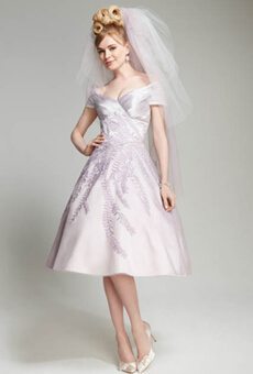 Tea-length Wedding Dress with Color