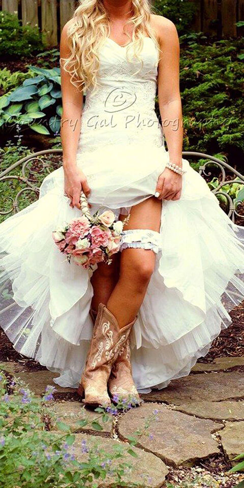 45 Short Country Wedding Dress Perfect with Cowboy Boots, Short or High 45 Short Country Wedding Dress Perfect with Cowboy Boots, Short or High