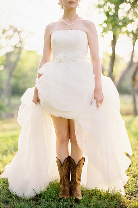 High Low Wedding Dress with Boots