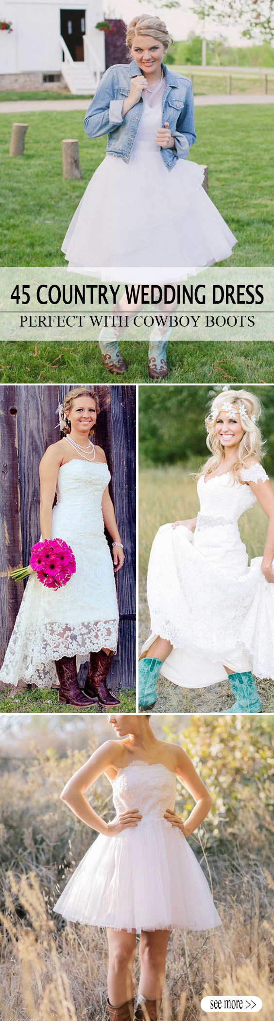 45 SHORT COUNTRY WEDDING DRESS PERFECT WITH COWBOY BOOTS