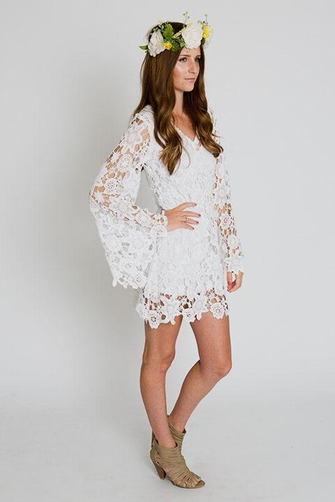 Bride in short country wedding dress with boots