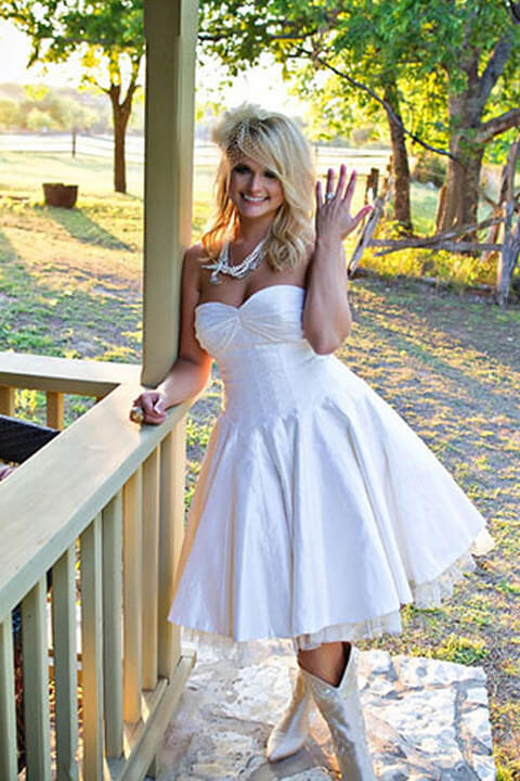 Short Country Wedding Dress with Cowboy Boots