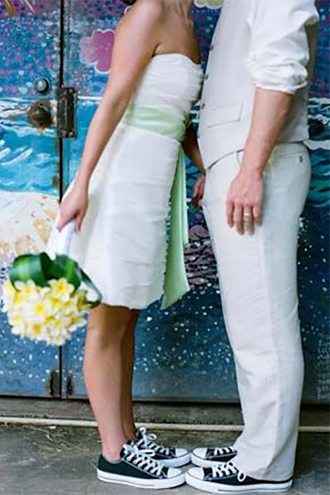 Wedding Dress with Converse Shoes