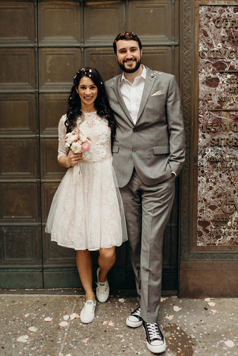 Wedding Dress with Converse Shoes