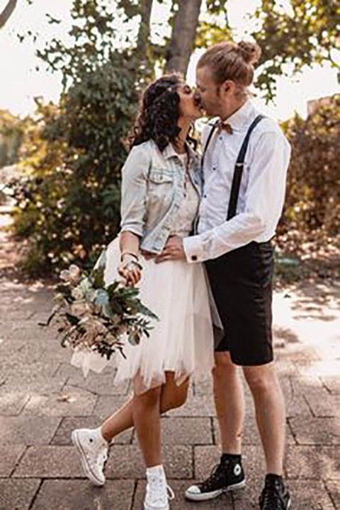 Wedding Dress with Converse Shoes